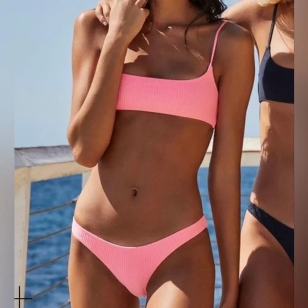 Triangl Swimwear Pink Pipa Dandy Candy Ribbed Bikini Set